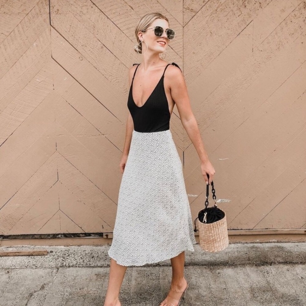 Rails Black & White Polka Dot Midi Skirt